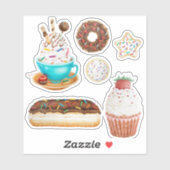 Stickers biscuits Donut Cupcake par Marcella Cherr (Feuille)