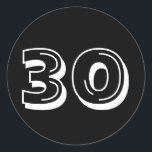 Stickers Black 30th Birthday<br><div class="desc">Fête du 30e anniversaire,  noir et blanc sur le thème de la colline Fête Favor et décoration de fête.</div>