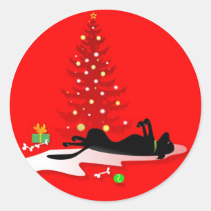 Stickers - Black Lab Kerst - Rood