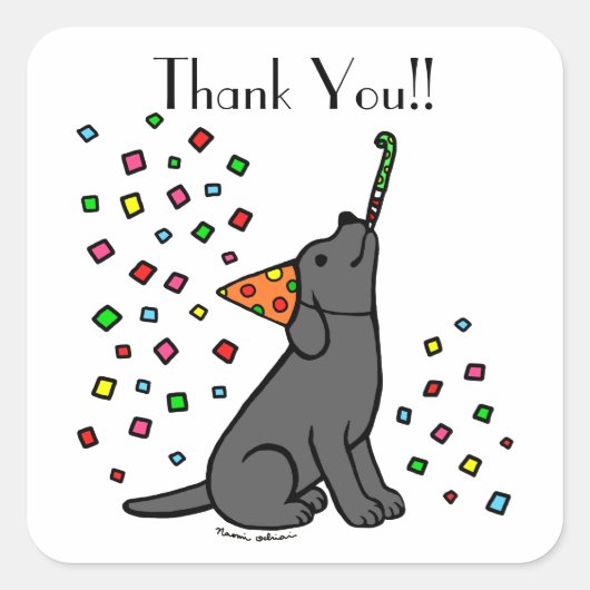 Stickers Black Labrador Birday Party (Devant)