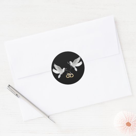 Stickers Black Round Doses mariages (Enveloppe)
