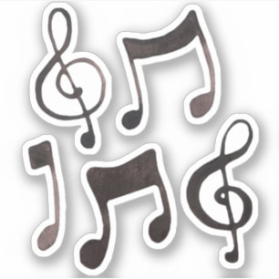 Stickers Black Watercolor Ink Music