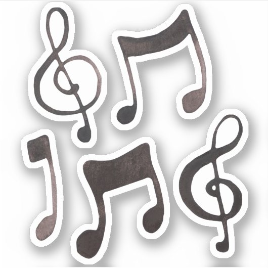 Stickers Black Watercolor Ink Music (Devant)