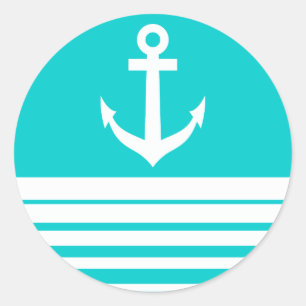 stickers bleu turquoise avec ancre de navire