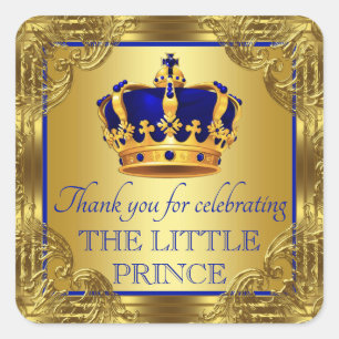 Stickers Blue Gold Prince Baby shower Favoriser