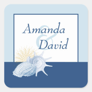 Stickers Blue Seashell Pesonalized