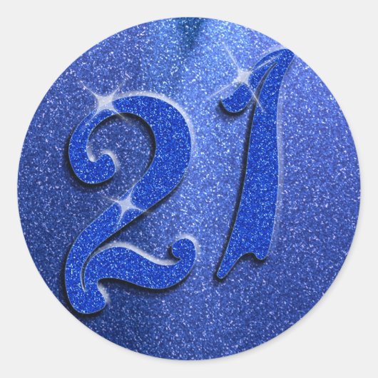 Stickers Blue Sparkly 21e anniversaire (Devant)