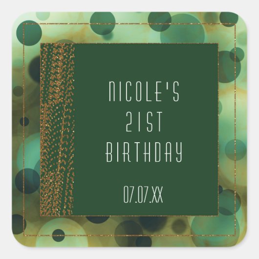 Stickers Bokeh Glam Green & Gold Favoriser (Devant)