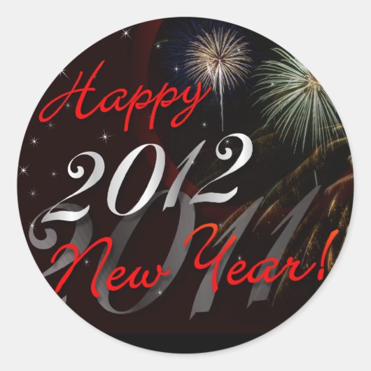 Stickers Bonne année - 2012 avec Fireworks (Devant)