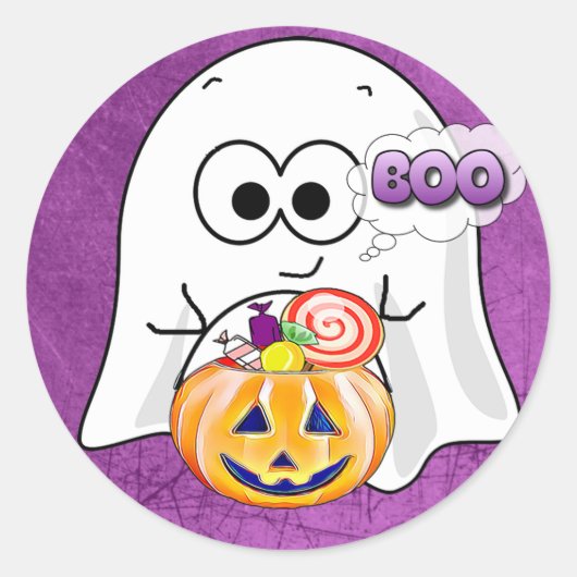Stickers Boo Cute Black and Purple Ghost Halloween (Devant)