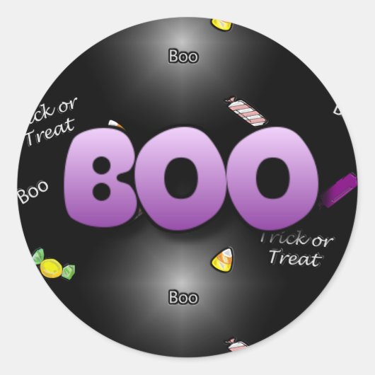 Stickers Boo Cute Black et Purple Halloween (Devant)
