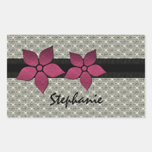 Stickers Bordure striée Fleurs Damas