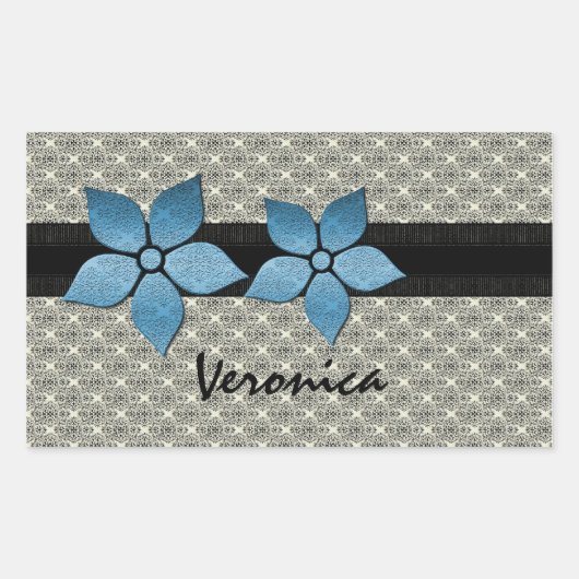 Stickers Bordure striée Fleurs Damas (Devant)