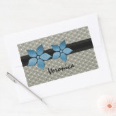 Stickers Bordure striée Fleurs Damas (Enveloppe)
