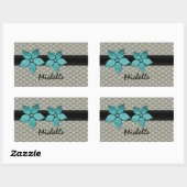 Stickers Bordure striée Fleurs Damas (Feuille)