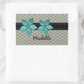 Stickers Bordure striée Fleurs Damas (Sac)