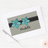 Stickers Bordure striée Fleurs Damas (Enveloppe)