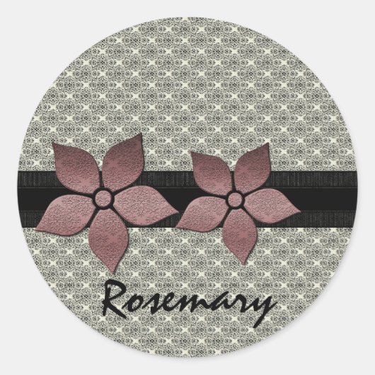 Stickers Bordure striée Fleurs Damas (Devant)