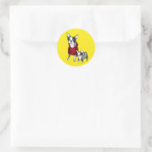 Stickers Boston Terrier avec chiot en costume de p (Sac)