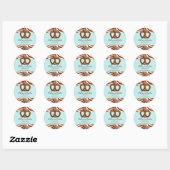 Stickers boulangerie Pretzel Chocolat Bleu 2 (Feuille)