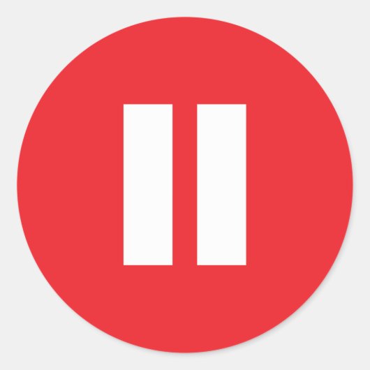Stickers Bouton rouge et blanc Pause (Devant)