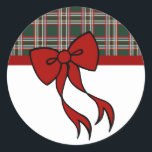 Stickers Bow Christmas<br><div class="desc">Ces autocollants de vacances sont ornés d'un grand arc rouge et d'un plaid festif rouge et vert. Utilisez ces autocollants pour les livres à gratter,  scrapbooking,  enveloppes,  enveloppes scellées,  invitations,  artisanat,  lettres,  pour bureau,  travail,  école,  église,  etc... </div>