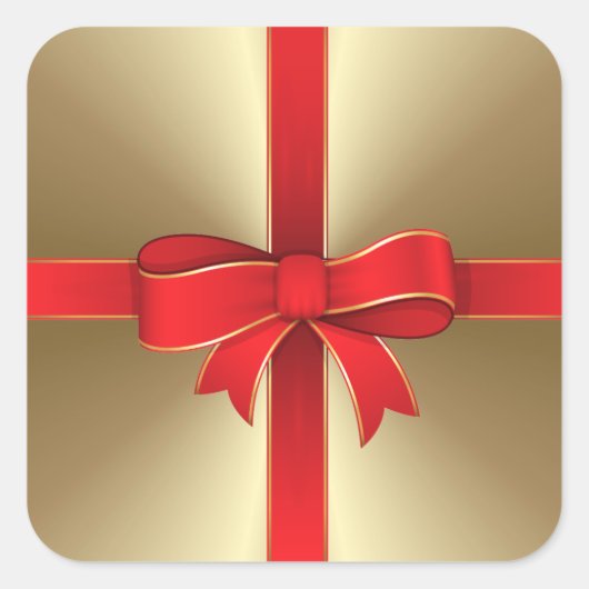 Stickers - Bow rouge et ruban sur or (Devant)