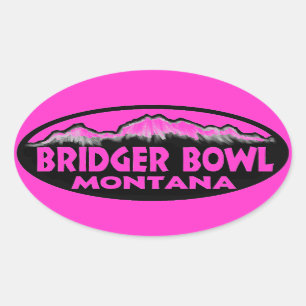 stickers Bridger Bowl Montana rose ovale