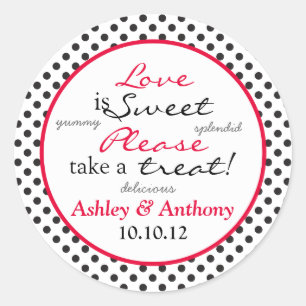 Stickers Buffet de bonbons noir blanc rouge Polka