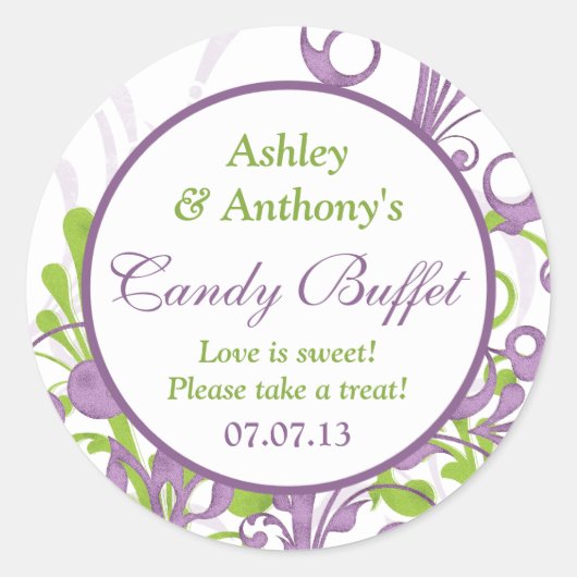 Stickers Buffet Mariage Floral Violet Vert (Devant)