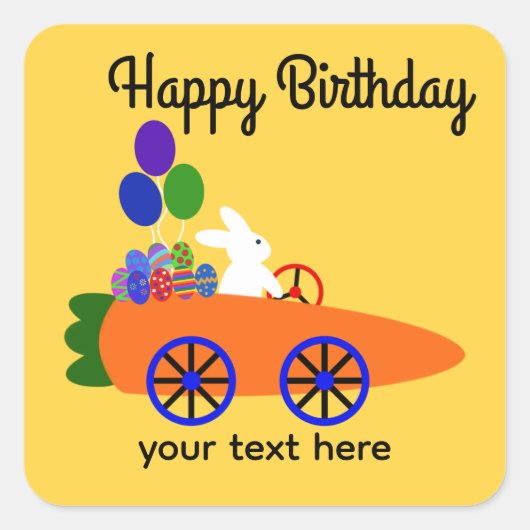 Stickers Bunny Riding Voiture Carotte Anniversaire (Devant)