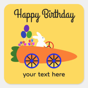Stickers Bunny Riding Voiture Carotte Anniversaire