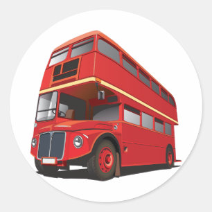 Stickers Bus Double Decker Rouge