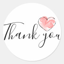 stickers business ronds Merci avec coeur rouge