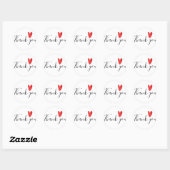 stickers business ronds Merci avec coeur rouge (Feuille)