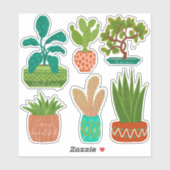 Stickers cactus pots scrapbook plantes domestiques (Feuille)