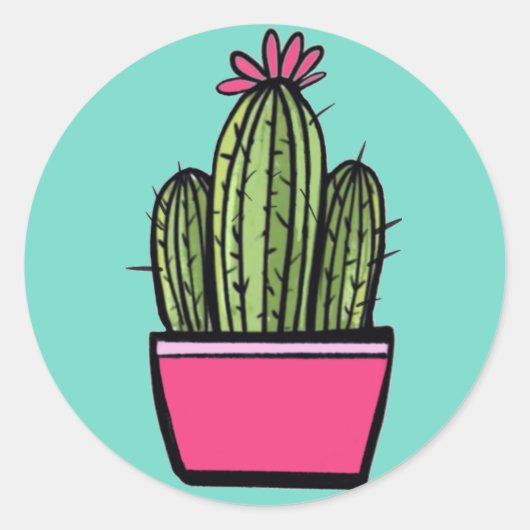 Stickers Cactus Rose Pot mignon (Devant)