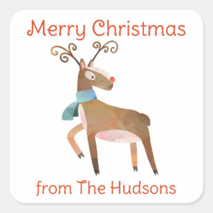Stickers Cadeau Aquarelle Reindeer