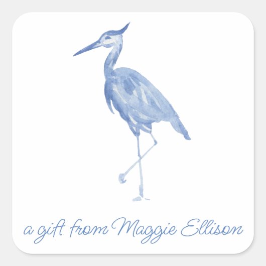 Stickers Cadeau Chinoiserie Aquarelle Blue Heron (Devant)