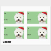 Stickers cadeau de Noël blanc West Highland (Feuille)