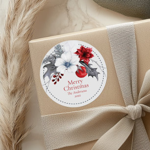 Stickers Cadeau de Noël Red Off-White Foliage