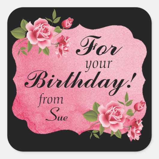 Stickers Cadeau Personnalisé Rose Élégant (Devant)