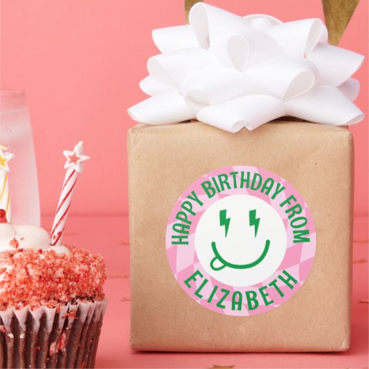 Stickers Cadeau pour Anniversaire aux filles rétro (Fête)