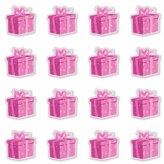Stickers Cadeau rose Anniversaire Princesse Surpri (Devant)