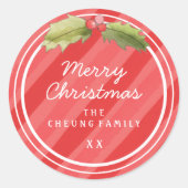 Stickers Cadeau Rouge Watercolor Stripes Noël (Devant)