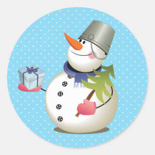 Stickers cadeau Snowman 3 pouces (feuille de 6)