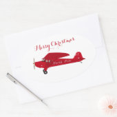 Stickers Cadeau vintage Red Airplane Joyeux Noël (Enveloppe)
