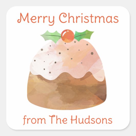 Stickers cadeaux de gâteau de Noël à l'aquarelle (Devant)