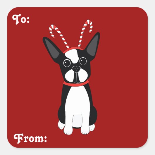 Stickers cadeaux de Noël Boston Terrier (Devant)