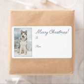 Stickers cadeaux de Noël Husky (En situation)